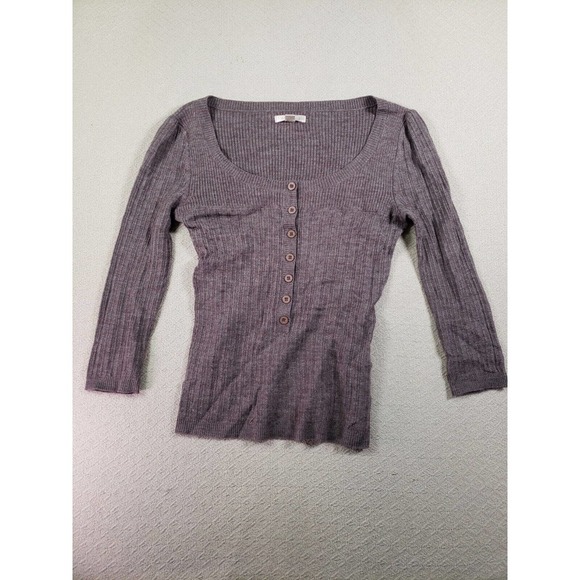 Sux Sweater Womens Medium Brown Knit Long Sleeve Button Up Classic Fit‎ Pullover - Picture 1 of 7